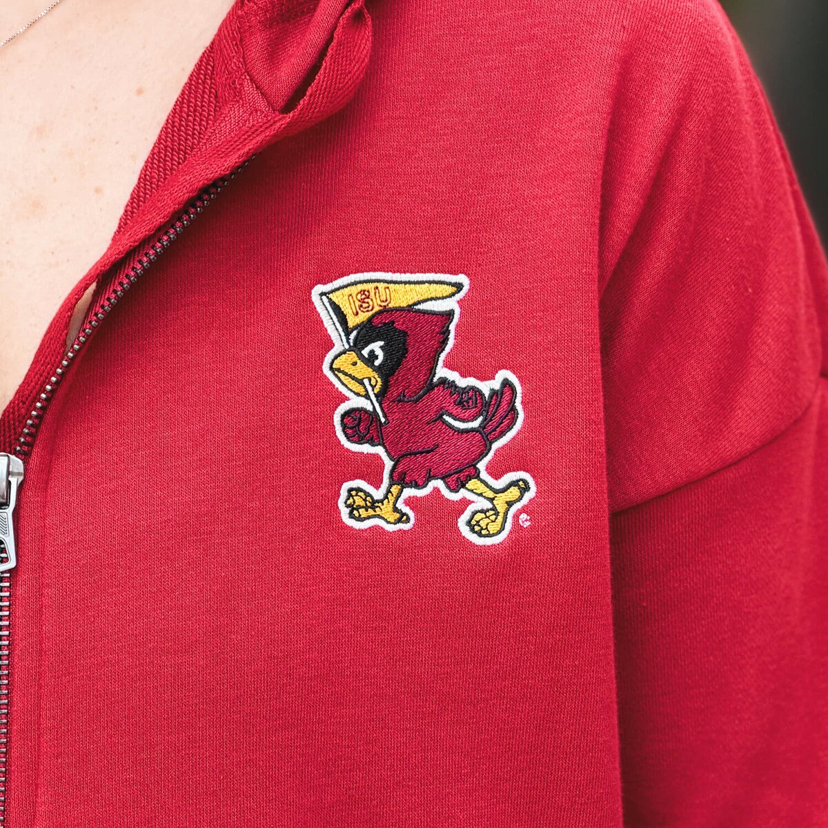 Gear Women's Pennant Cy Cardinal Full Zip design close up